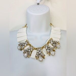 INC Crystal & White Stone Ribbon Choker Necklace